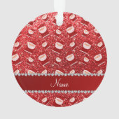 パーソナライズな一流の赤いグリッターサンタ オーナメント (裏面)