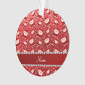 パーソナライズな一流の赤いグリッターサンタ オーナメント (正面)