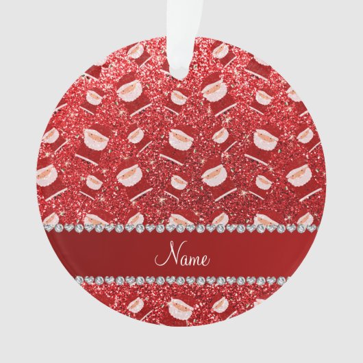 パーソナライズな一流の赤いグリッターサンタ オーナメント (正面)