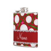 パーソナライズな一流の赤いゴルフ・ボールのティーのハート フラスク (左)