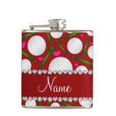 パーソナライズな一流の赤いゴルフ・ボールのティーのハート フラスク (正面)