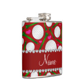 パーソナライズな一流の赤いゴルフ・ボールのティーのハート フラスク (右)