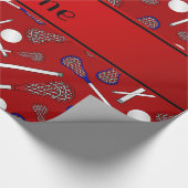 パーソナライズな一流の赤いラクロスパターン ラッピングペーパー (角)