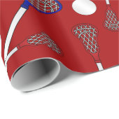 パーソナライズな一流の赤いラクロスパターン ラッピングペーパー (ロールコーナー)