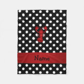 パーソナライズな一流の赤いロブスターの黒の水玉模様 フリースブランケット (正面)