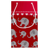 パーソナライズな一流の赤い灰色象 スモールペーパーバッグ (裏面)
