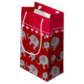 パーソナライズな一流の赤い灰色象 スモールペーパーバッグ (裏面アングル)