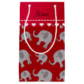 パーソナライズな一流の赤い灰色象 スモールペーパーバッグ (正面)