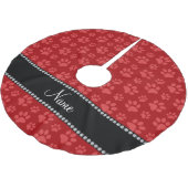 パーソナライズな一流の赤い犬の足のプリント ブラッシュドポリエステルツリースカート (アングル)