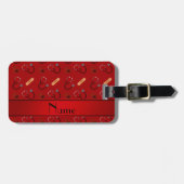 パーソナライズな一流の赤い聴診器の包帯のハート ラゲッジタグ (正面横)