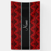 パーソナライズな一流の赤く黒いダマスク織 横断幕 (縦)