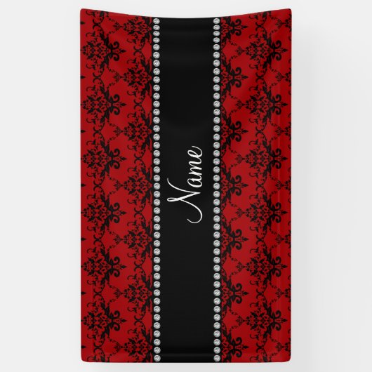 パーソナライズな一流の赤く黒いダマスク織 横断幕 (縦)