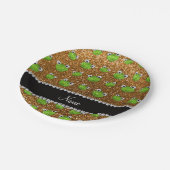 パーソナライズな一流の金ゴールドのグリッターのカエル ペーパープレート (アングル)