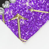 パーソナライズな一流の金ゴールドの矢のインディゴの紫色のグリッター フリースブランケット (角)