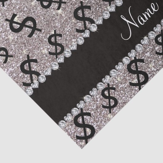 パーソナライズな一流の銀製のグリッターのドル記号 薄葉紙 (詳細)
