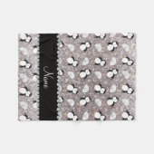 パーソナライズな一流の銀製のグリッターのペンギンのイグルー フリースブランケット (正面(横))