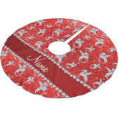 パーソナライズな一流の銀製のドラゴンのネオン赤いグリッター ブラッシュドポリエステルツリースカート (アングル)