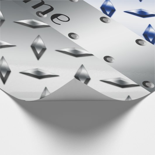 パーソナライズな一流の銀製の青いダイヤモンドの鋼板 ラッピングペーパー (角)