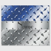 パーソナライズな一流の銀製の青いダイヤモンドの鋼板 ラッピングペーパー (フラット)