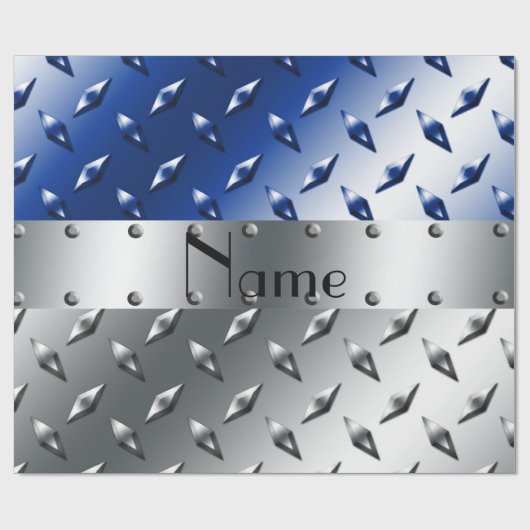 パーソナライズな一流の銀製の青いダイヤモンドの鋼板 ラッピングペーパー (フラット)