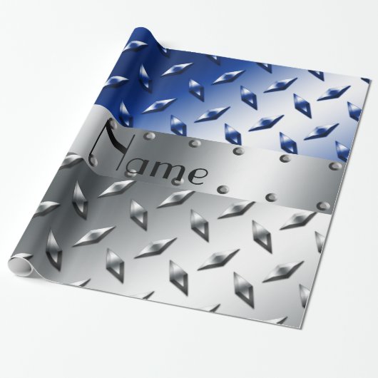 パーソナライズな一流の銀製の青いダイヤモンドの鋼板 ラッピングペーパー (アンロールド)