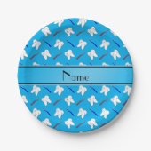パーソナライズな一流の青のブラシおよび歯パターン ペーパープレート (正面)