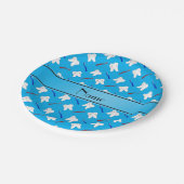パーソナライズな一流の青のブラシおよび歯パターン ペーパープレート (アングル)
