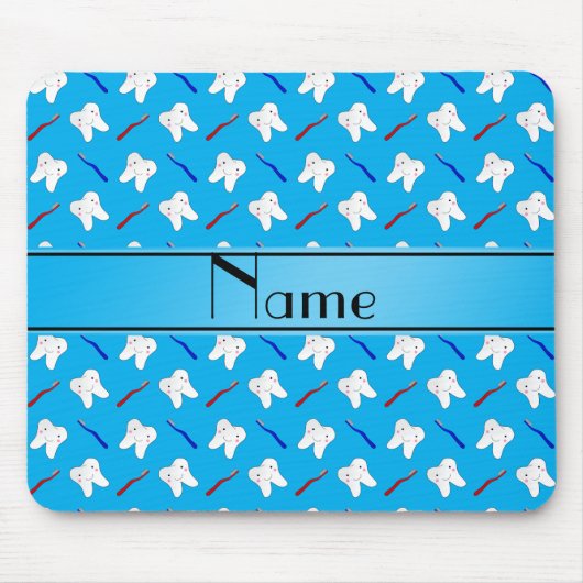 パーソナライズな一流の青のブラシおよび歯パターン マウスパッド (正面)
