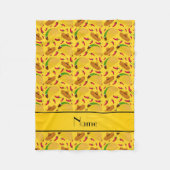 パーソナライズな一流の黄色いタコスのソンブレロのchilis フリースブランケット (正面)