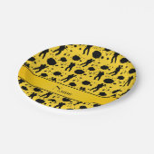 パーソナライズな一流の黄色いペイントボールパターン ペーパープレート (アングル)
