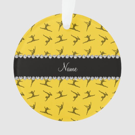 パーソナライズな一流の黄色い体操パターン オーナメント (正面)