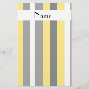 パーソナライズな一流の黄色く黒い灰色白のストライブ柄 便箋