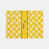 パーソナライズな一流の黄色のブラシおよび歯パターン フリースブランケット (正面(横))