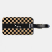 パーソナライズな一流の黒いおよび茶色のチェッカー ラゲッジタグ (裏面横)