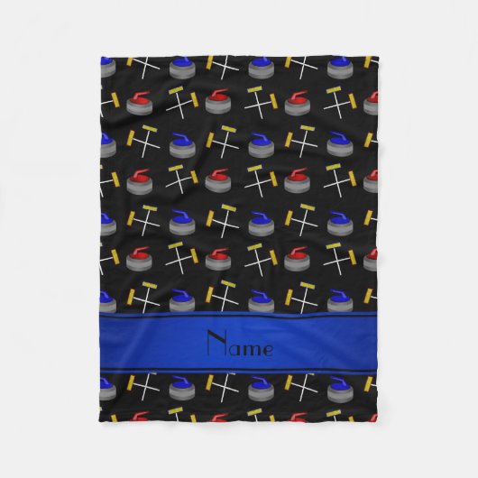 パーソナライズな一流の黒いカールパターン フリースブランケット (正面)