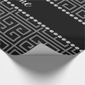 パーソナライズな一流の黒いギリシャの主パターン ラッピングペーパー (角)