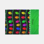 パーソナライズな一流の黒いクリスマスの照明 フリースブランケット (正面(横))