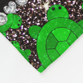 パーソナライズな一流の黒いグリッターのウミガメ フリースブランケット (角)