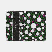 パーソナライズな一流の黒いゴルフ・ボールのティーのハート フリースブランケット (正面(横))