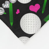 パーソナライズな一流の黒いゴルフ・ボールのティーのハート フリースブランケット (角)