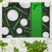 パーソナライズな一流の黒いゴルフ・ボールのティー キッチンタオル (折り畳み)