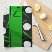 パーソナライズな一流の黒いゴルフ・ボールのティー キッチンタオル (四つ折り)