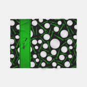 パーソナライズな一流の黒いゴルフ・ボールのティー フリースブランケット (正面(横))