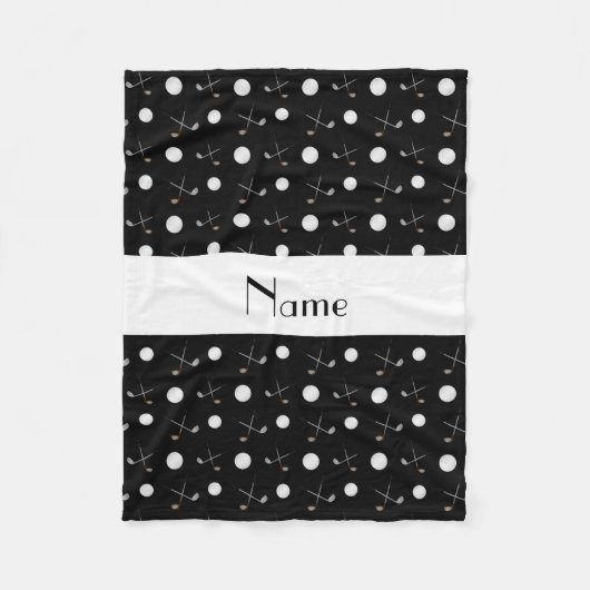 パーソナライズな一流の黒いゴルフ・ボール フリースブランケット (正面)