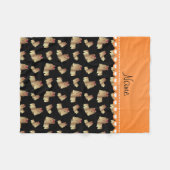 パーソナライズな一流の黒いシーズー(犬)のtzu犬 フリースブランケット (正面(横))