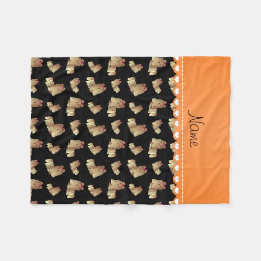 パーソナライズな一流の黒いシーズー(犬)のtzu犬 フリースブランケット (正面(横))