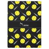 パーソナライズな一流の黒いソフトボールパターン クリップボード (裏面)