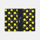 パーソナライズな一流の黒いソフトボールパターン フリースブランケット (正面(横))