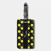 パーソナライズな一流の黒いソフトボールパターン ラゲッジタグ (裏面縦)