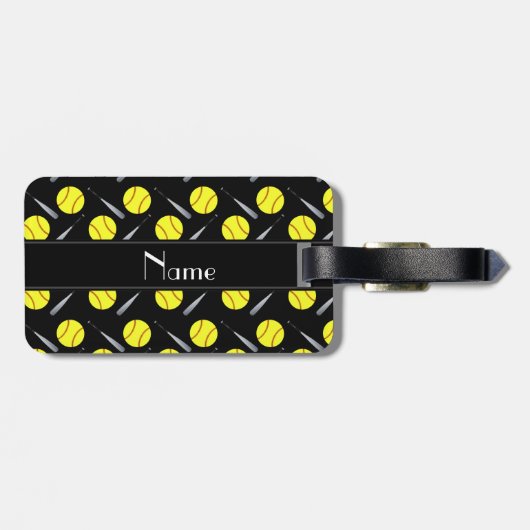 パーソナライズな一流の黒いソフトボールパターン ラゲッジタグ (裏面横)